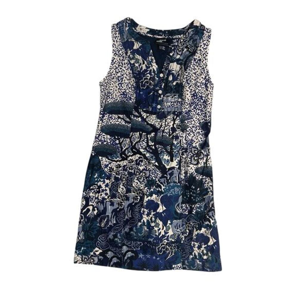 Maeve Anthropologie Savannah Sleeveless Sheath Dress Blue V-Neck Size 0 Petite